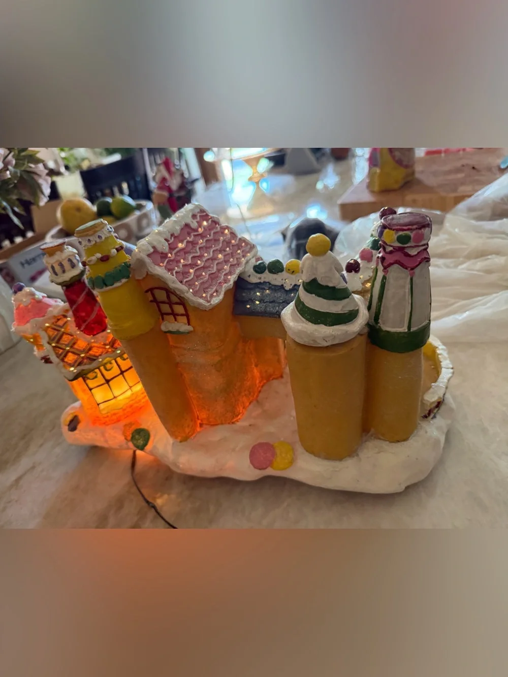 Vintage gingerbread Christmas village with